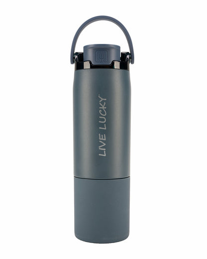 "Live Lucky" Blue Wellness Water Bottle - Nightfall Blue