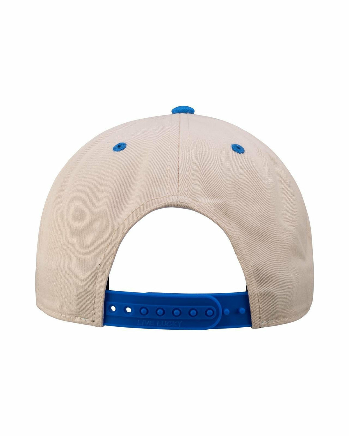 Vintage-Inspired White Hat with Blue Brim