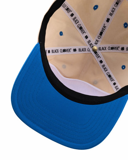 Vintage-Inspired White Hat with Blue Brim