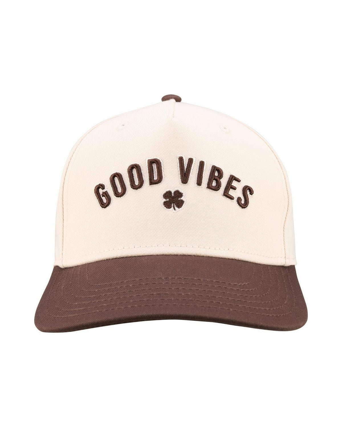 Vintage-Inspired Tan Hat with Brown Brim