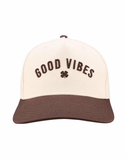 Vintage-Inspired Tan Hat with Brown Brim