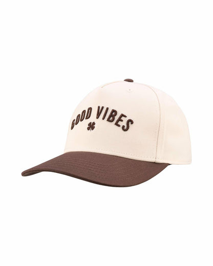 Vintage-Inspired Tan Hat with Brown Brim