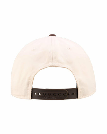 Vintage-Inspired Tan Hat with Brown Brim