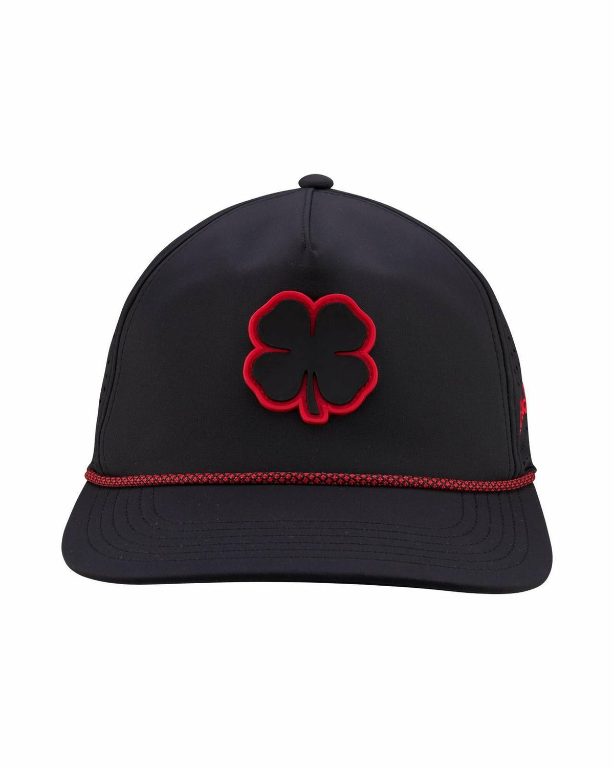 Unisex Black Summer Rope Hat with Neon Red Clover Logo