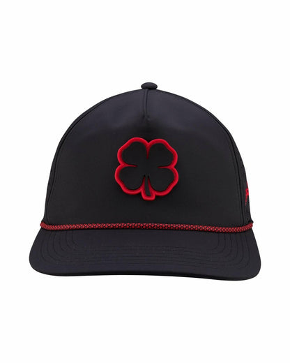 Unisex Black Summer Rope Hat with Neon Red Clover Logo