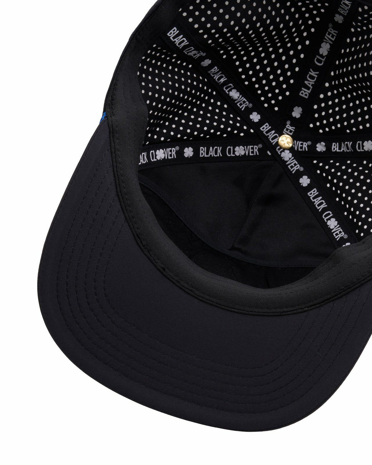 Unisex Black Summer Rope Hat with Neon Blue Clover Logo