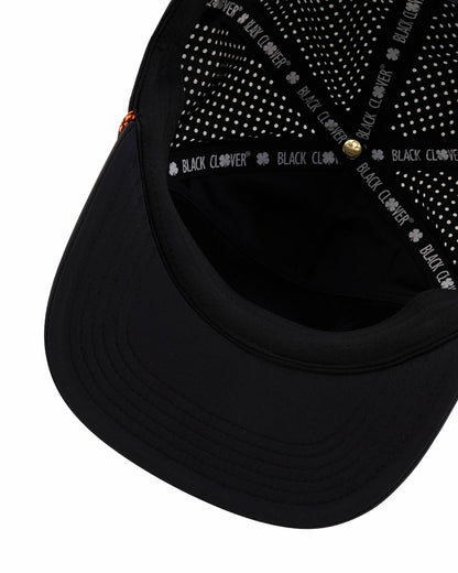 Unisex Black Summer Rope Hat with Neon Orange Clover Logo