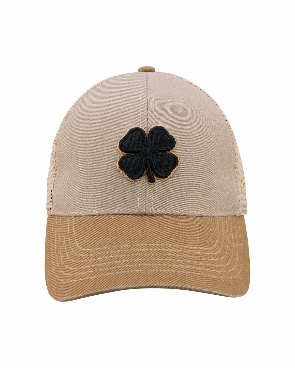 Vintage Two-Tone Tan Golf Hat with Black Mesh