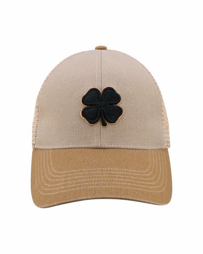 Vintage Two-Tone Tan Golf Hat with Black Mesh