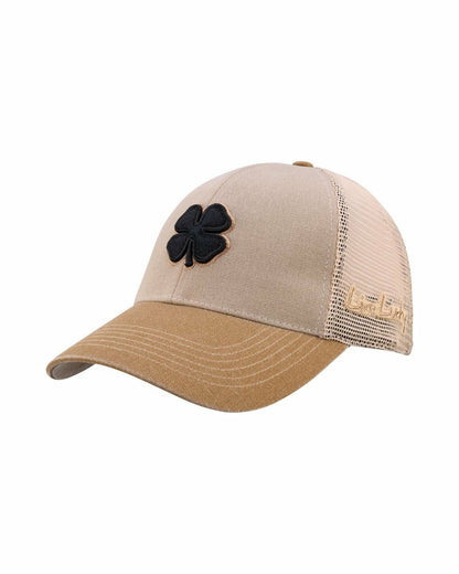 Vintage Two-Tone Tan Golf Hat with Black Mesh