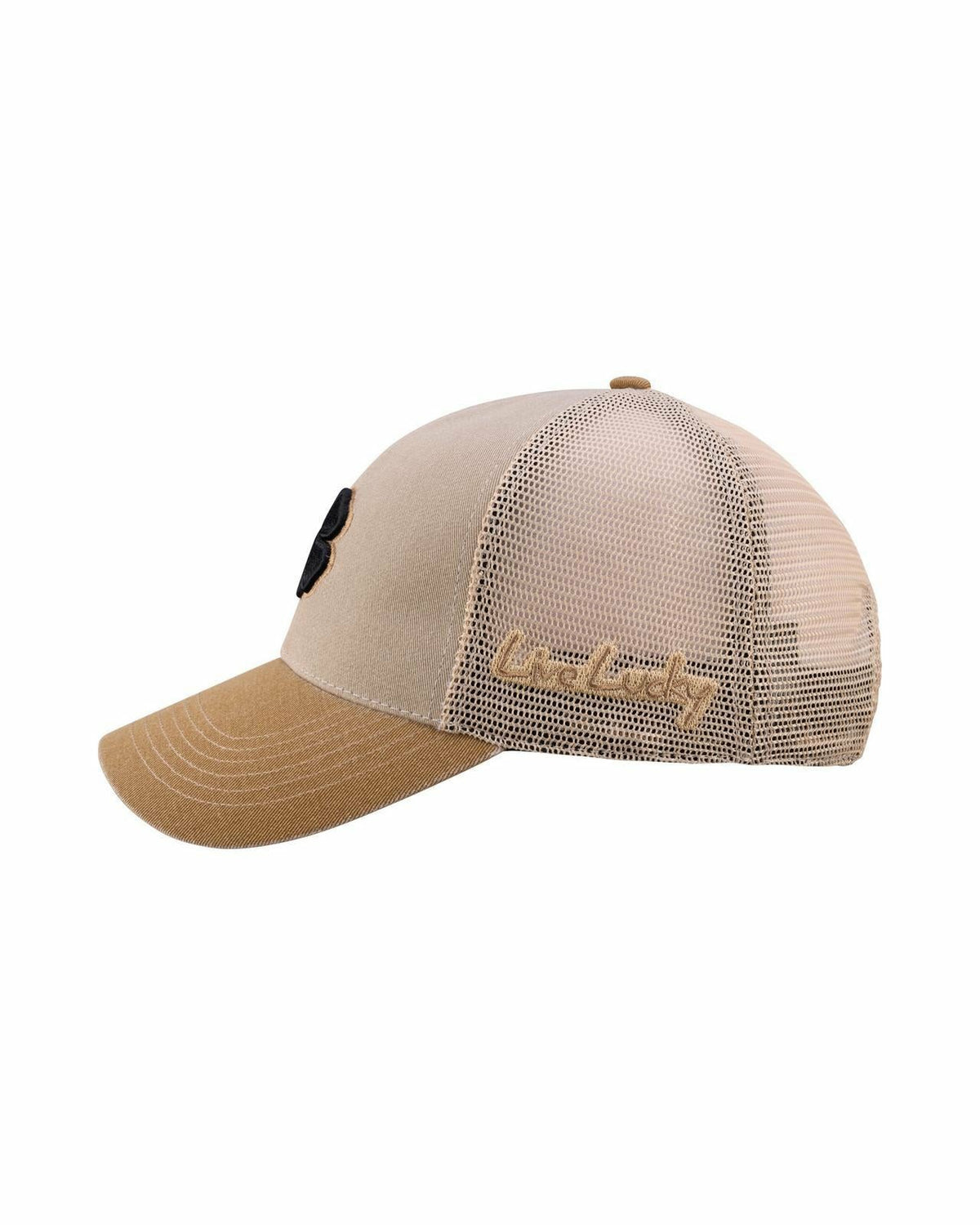 Vintage Two-Tone Tan Golf Hat with Black Mesh