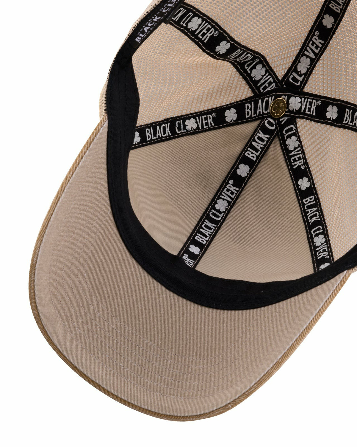 Vintage Two-Tone Tan Golf Hat with Black Mesh