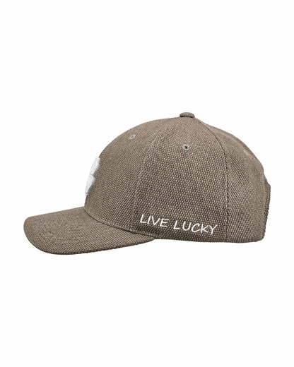 Unisex Adjustable Beige Summer Hat with White Clover Icon
