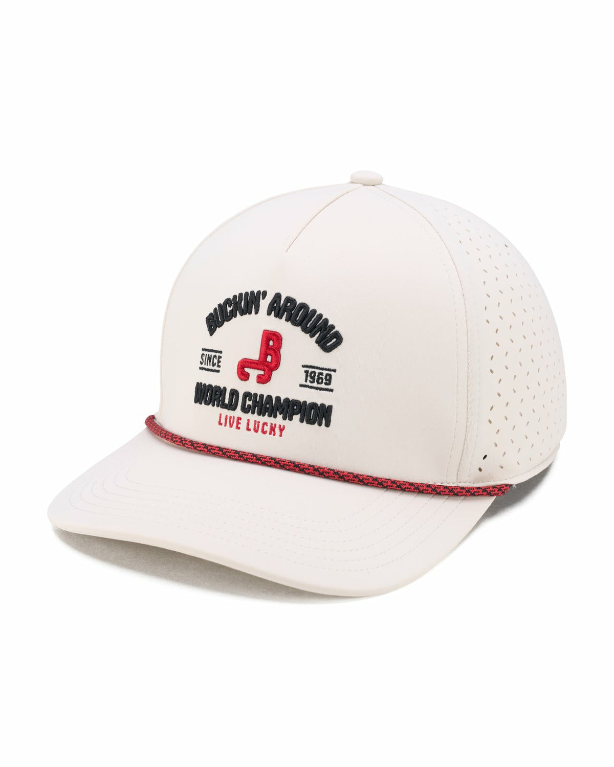 Playful White and Red Hat for Golf and Lifestyle