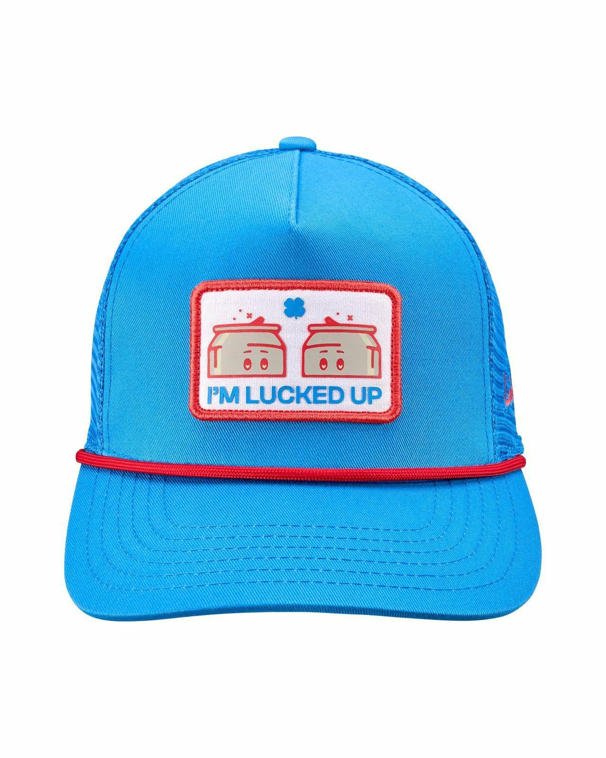 Playful Blue Hat with Red Rope for Golf and Lifestyle
