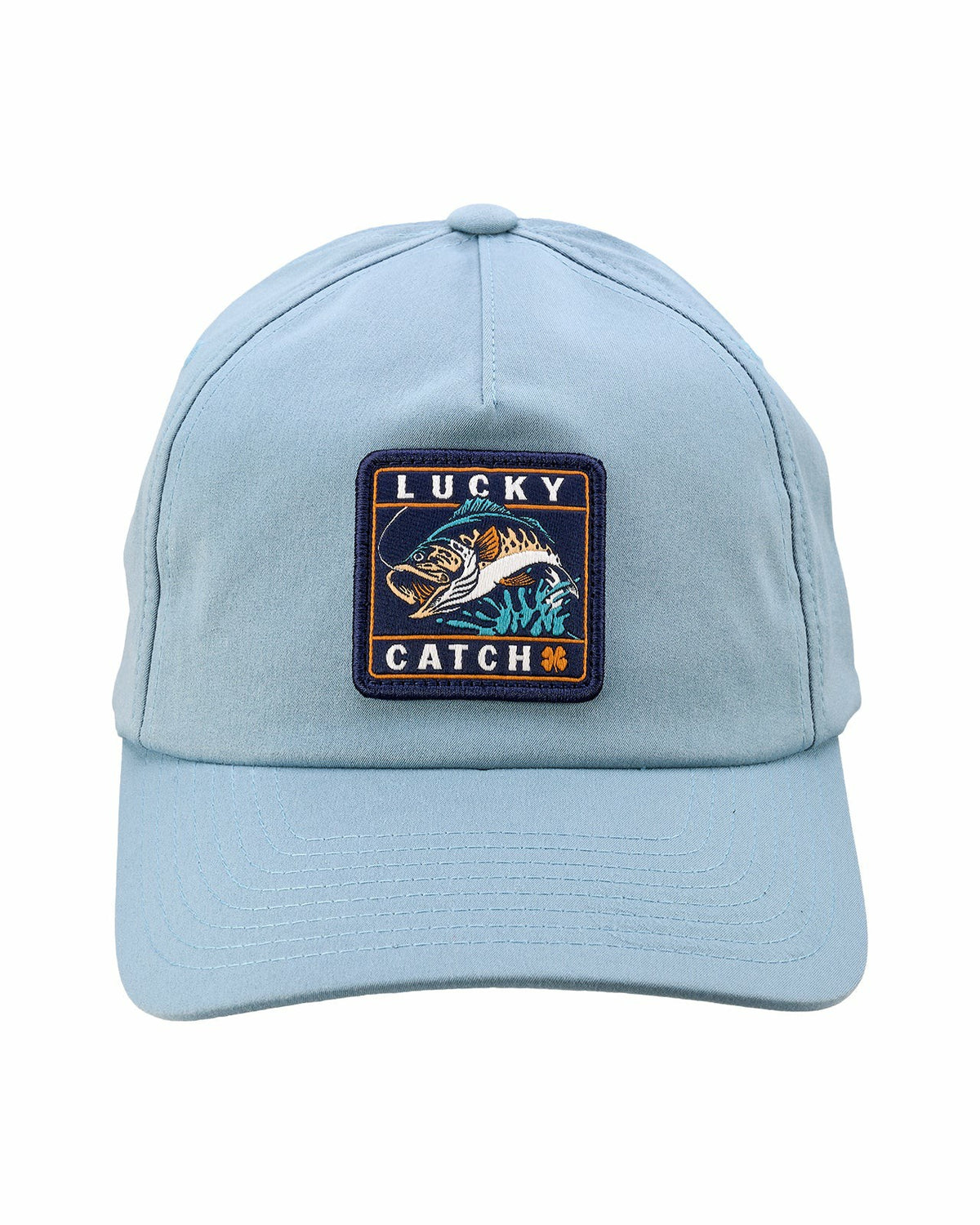 Unisex Adjustable Blue Hat with Fish Embroidery