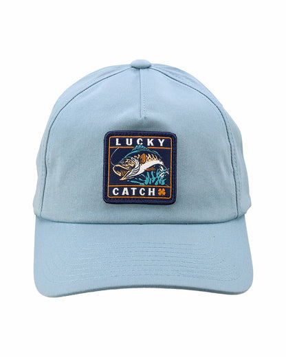 Unisex Adjustable Blue Hat with Fish Embroidery
