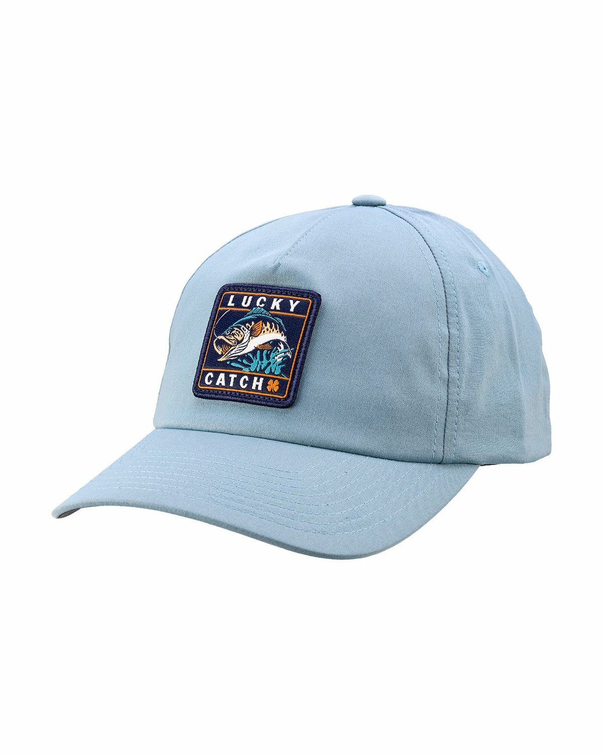 Unisex Adjustable Blue Hat with Fish Embroidery