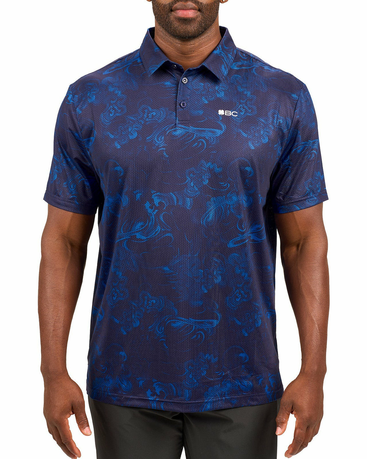 Performance Men's Navy and Royal Printed Polo