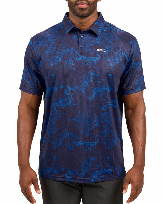 Performance Men's Navy and Royal Printed Polo