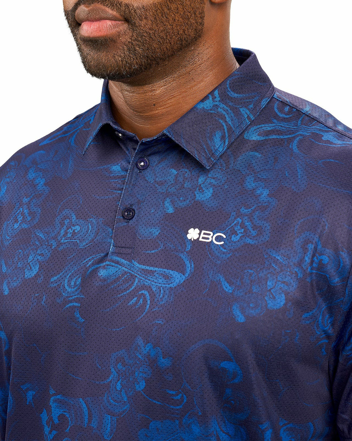 Performance Men's Navy and Royal Printed Polo
