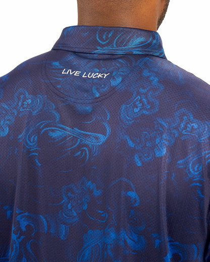 Performance Men's Navy and Royal Printed Polo