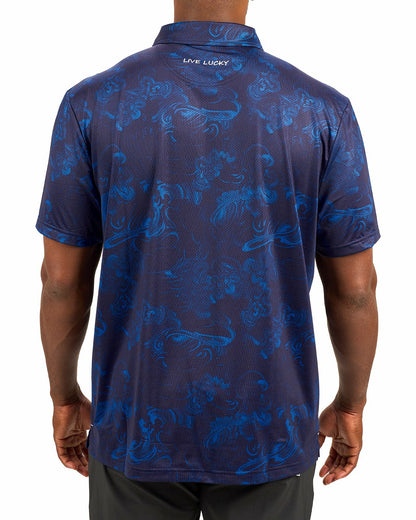 Performance Men's Navy and Royal Printed Polo
