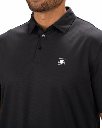 Stylish Solid Black Jacquard Golf or Business Polo