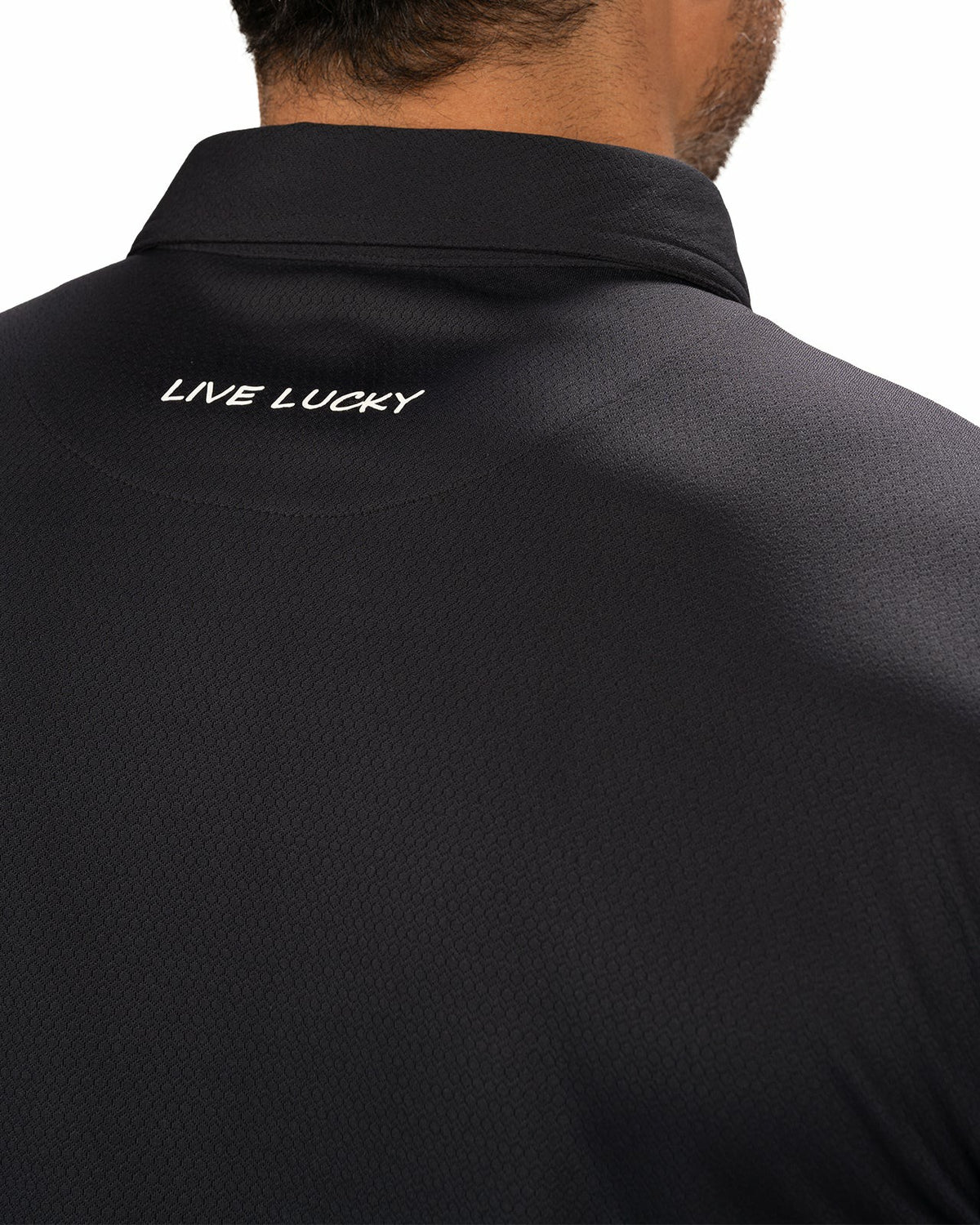 Stylish Solid Black Jacquard Golf or Business Polo
