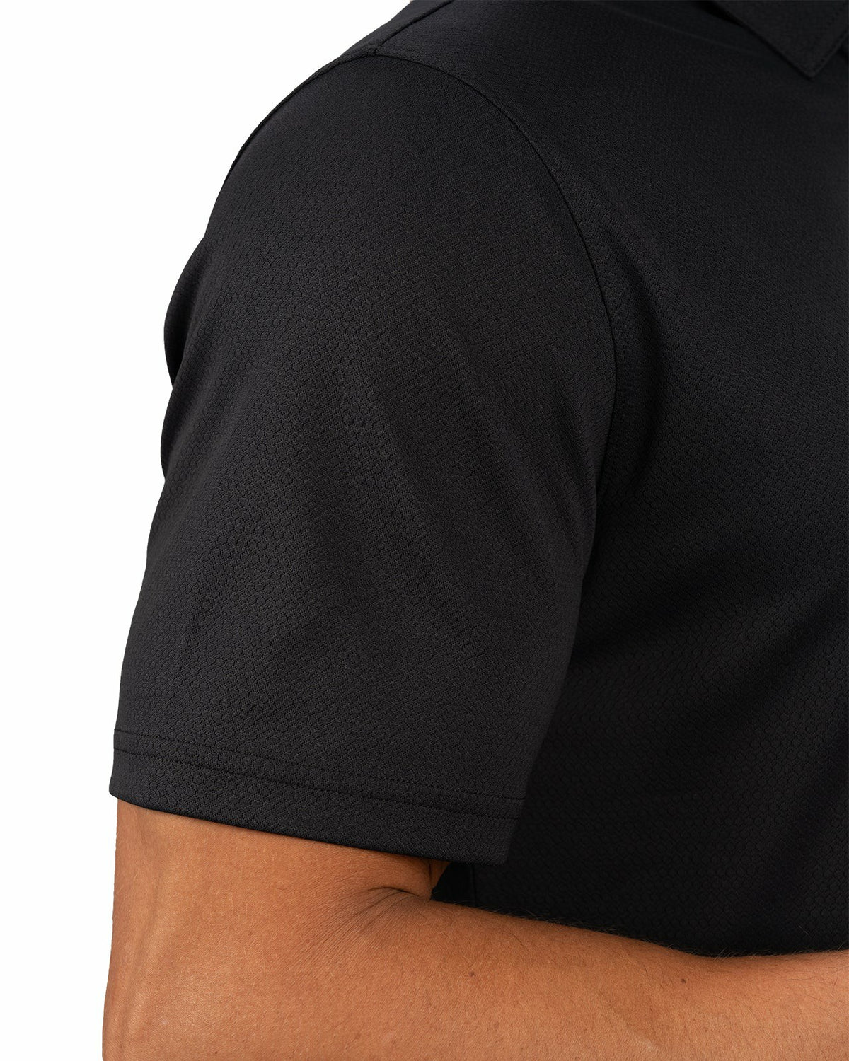 Stylish Solid Black Jacquard Golf or Business Polo