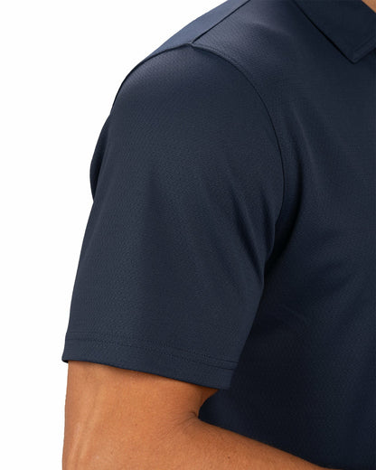 Stylish Solid Navy Blue Jacquard Golf or Business Polo