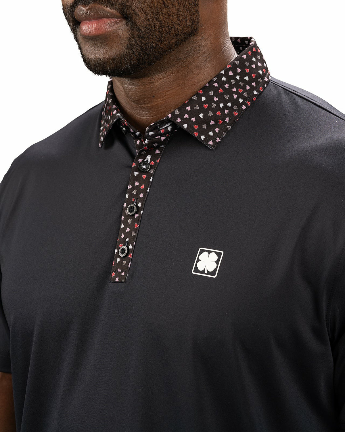 Black and Red Men's Valentine Polo