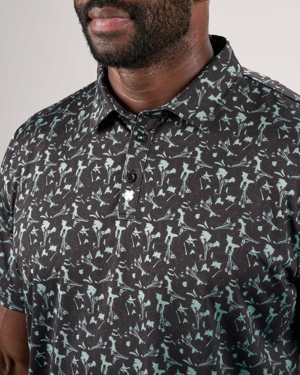 Men's Stylish Black Floral Polo for Golf or Business