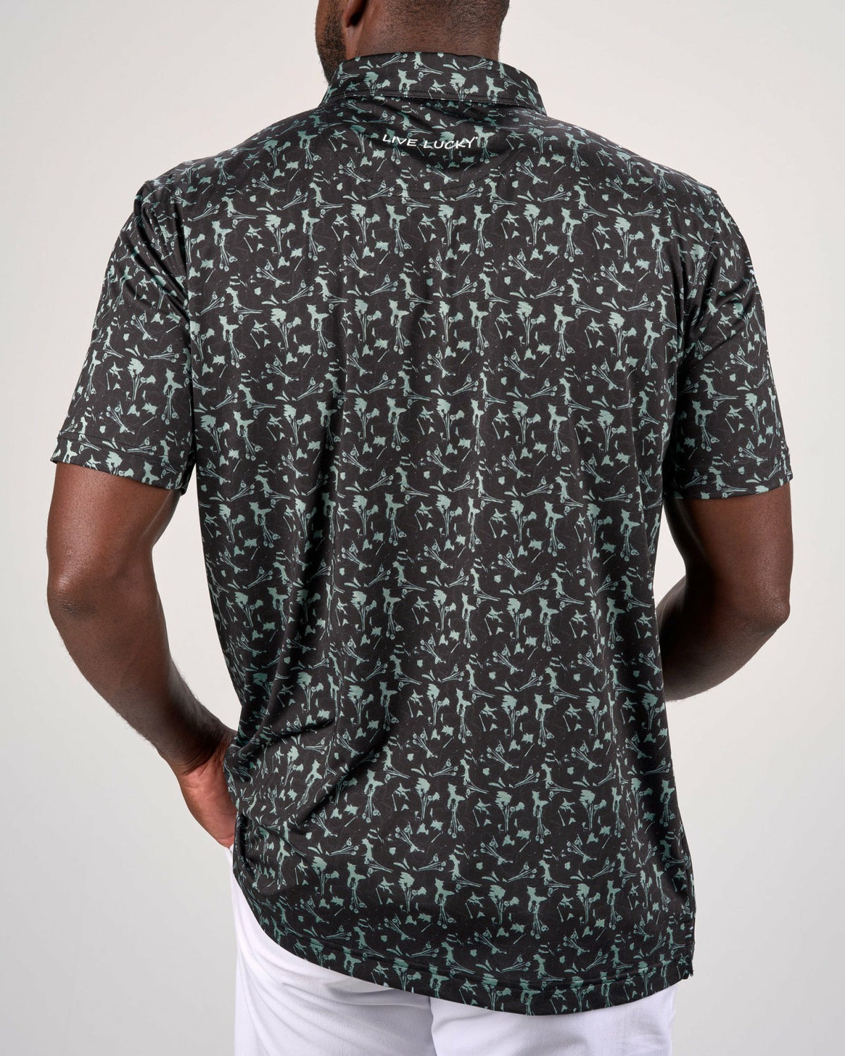 Men's Stylish Black Floral Polo for Golf or Business