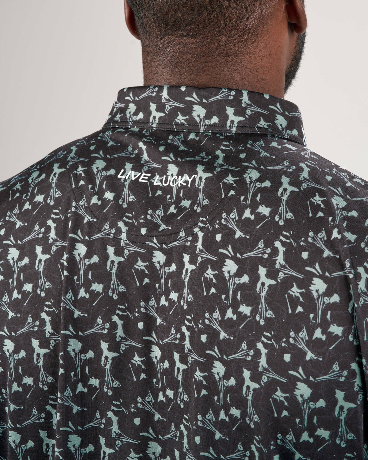 Men's Stylish Black Floral Polo for Golf or Business