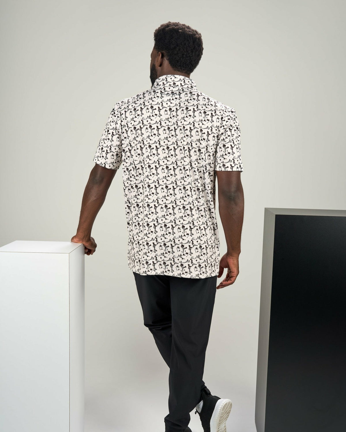 Men's Stylish White Floral Polo for Golf or Business