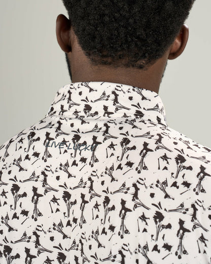 Men's Stylish White Floral Polo for Golf or Business