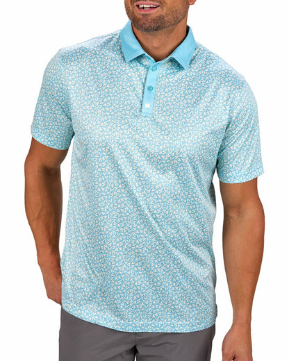 Men's Mint Green Conversational Golf Polo with Heart Pattern