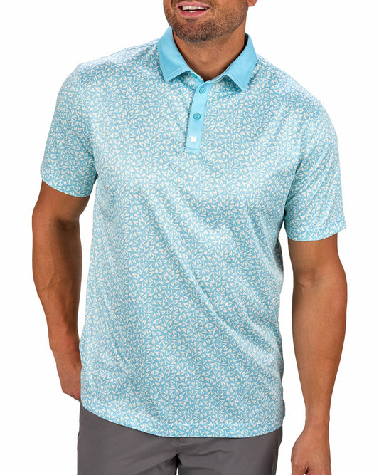 Men's Mint Green Conversational Golf Polo with Heart Pattern