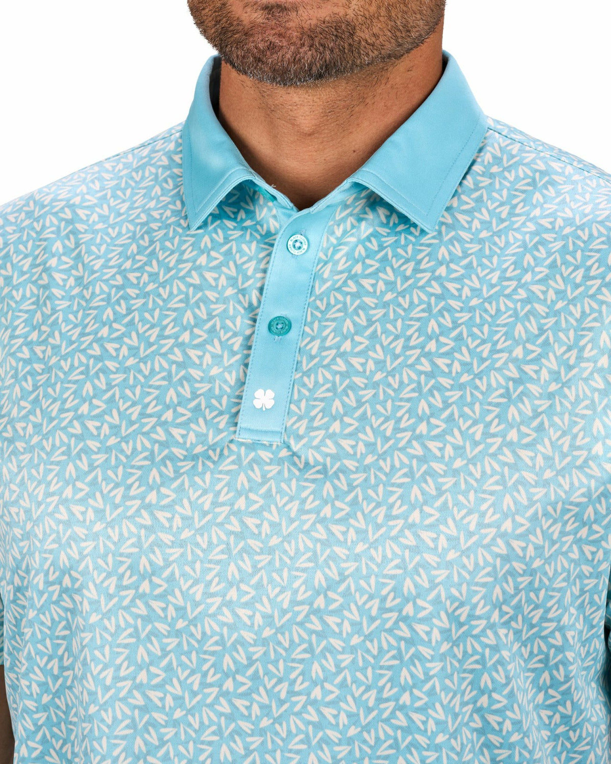 Men's Mint Green Conversational Golf Polo with Heart Pattern