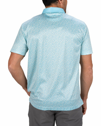 Men's Mint Green Conversational Golf Polo with Heart Pattern