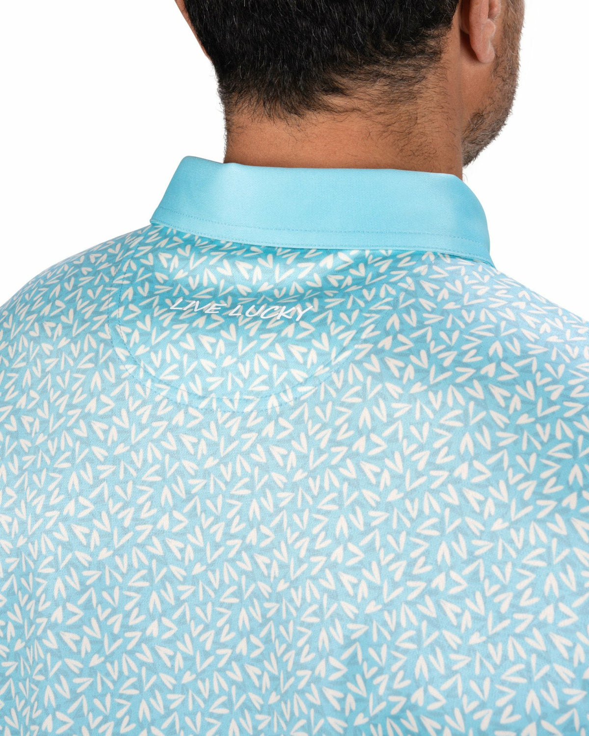 Men's Mint Green Conversational Golf Polo with Heart Pattern