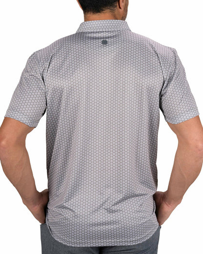 Men's Stylish Light Grey Golf Polo with Floral Pattern