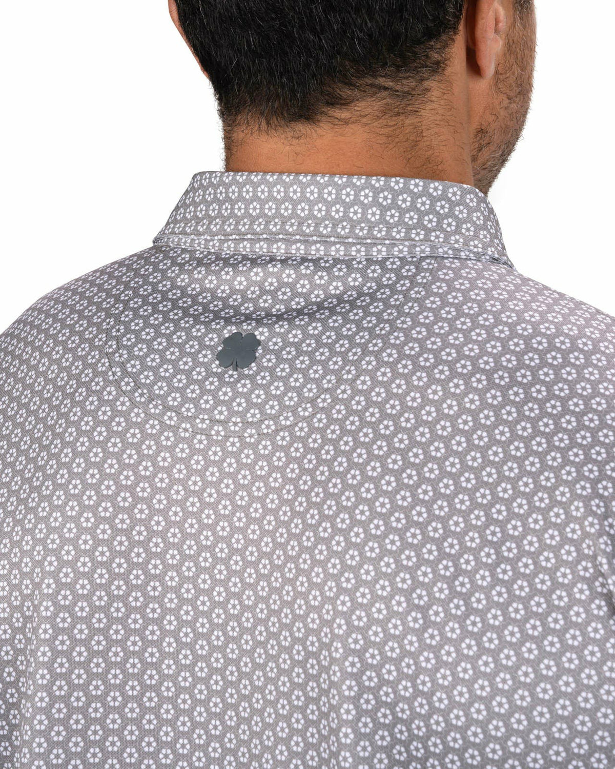 Men's Stylish Light Grey Golf Polo with Floral Pattern