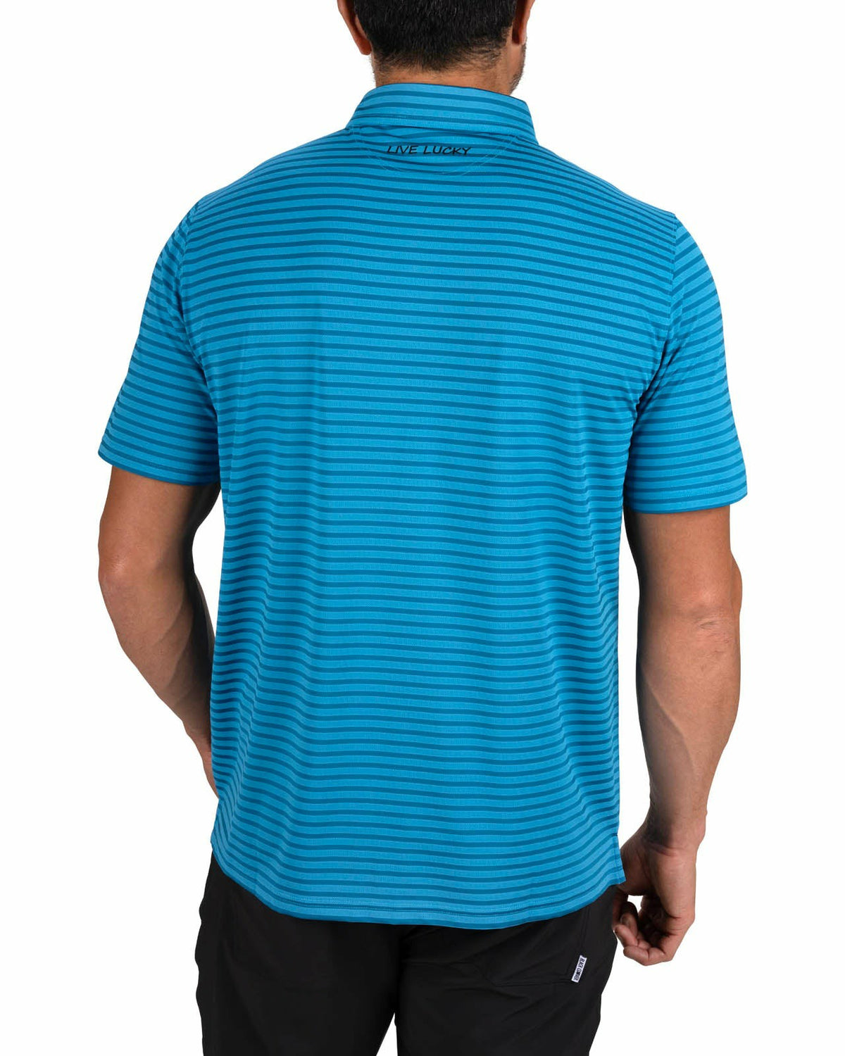 Men’s Stylish Teal Blue Striped Polo for Golf and Business
