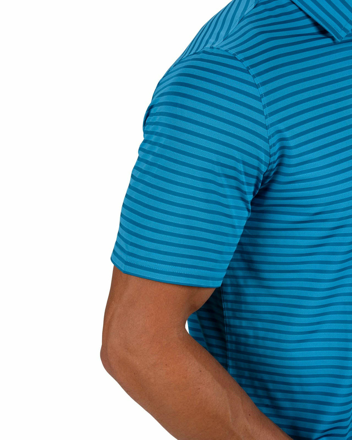 Men’s Stylish Teal Blue Striped Polo for Golf and Business