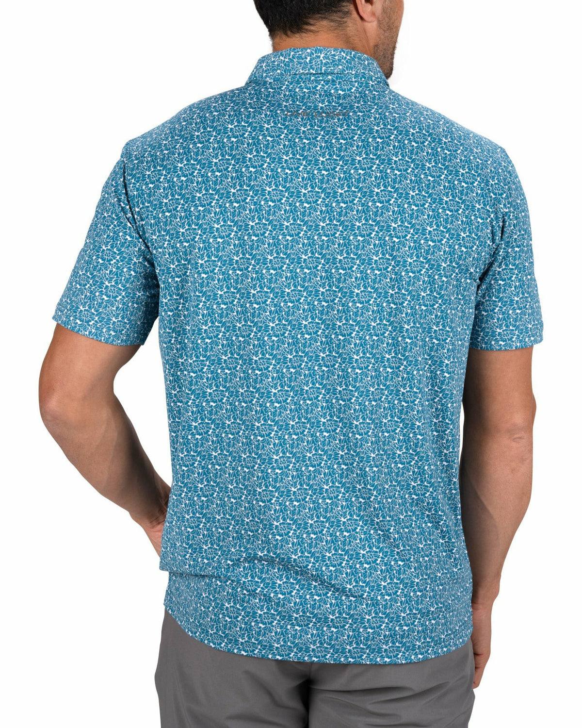 Men's Stylish Floral Teal Blue Polo for Golf or Business