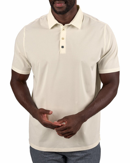 Men's Off-White Mesh Performance Polo for Golf or Business