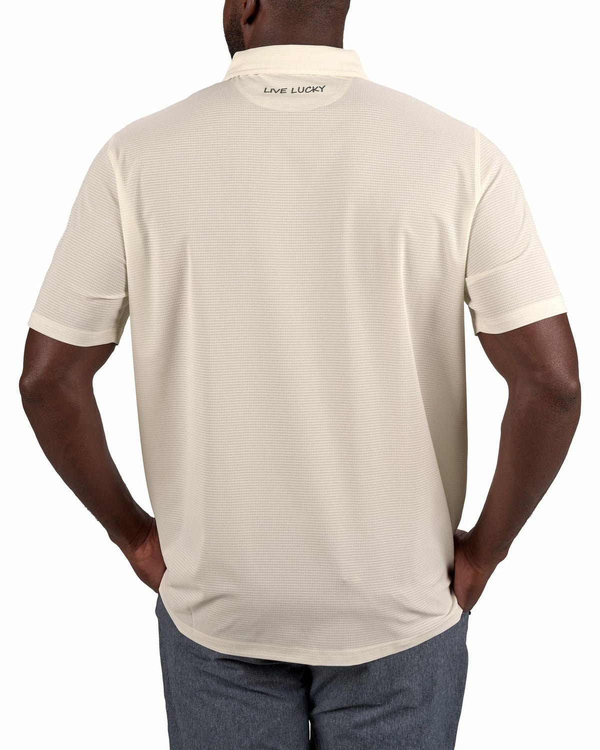 Men's Off-White Mesh Performance Polo for Golf or Business