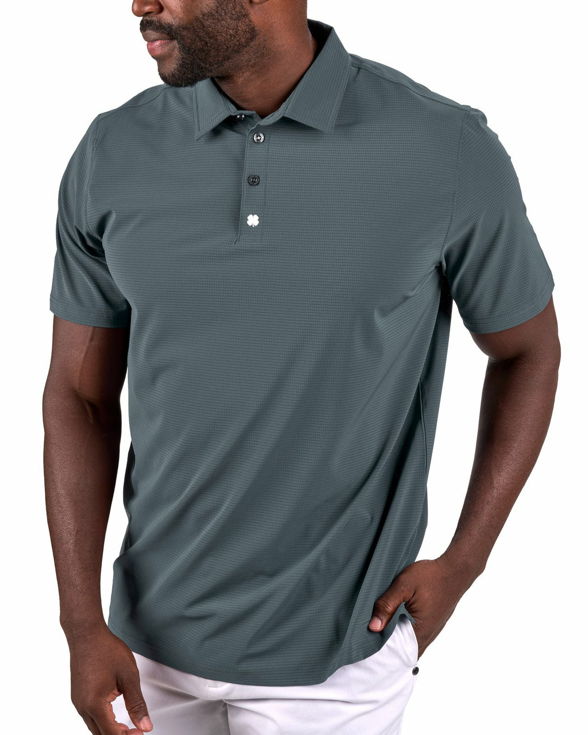 Men's Dark Grey Mesh Performance Polo for Golf or Business